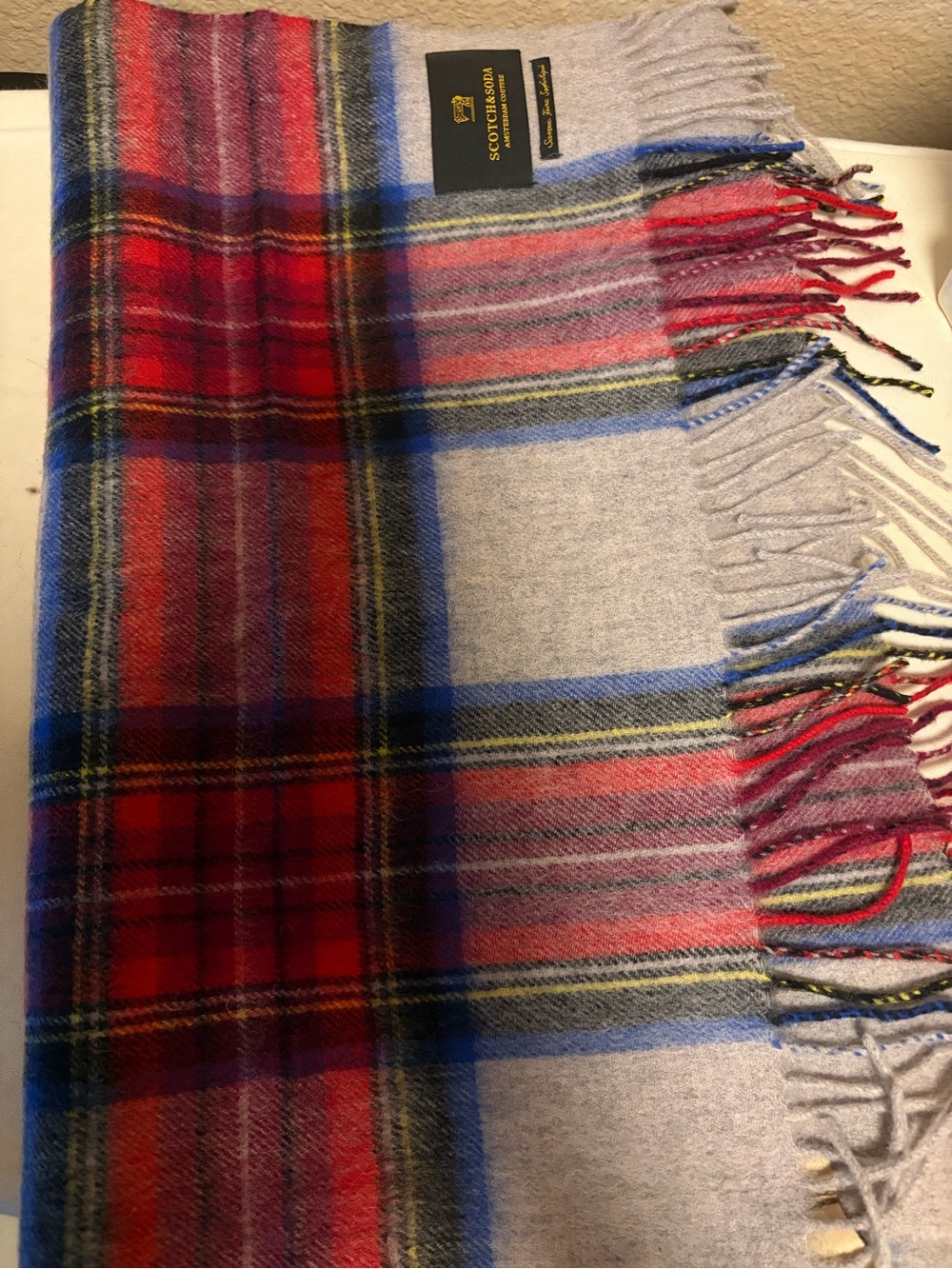 Scotch & Soda plaid 100% wool scarf/wrap Unisex